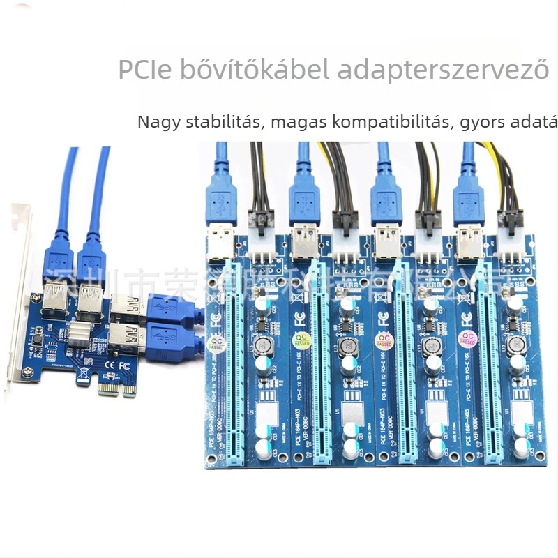 Rongdesheng LPE-61XS PCIe‑to‑PCIe USB 3.0 külső GPU hosszabbító kábel, 0.6 m, adapterkészlet