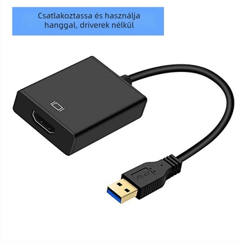 USB 3.0–HDMI adapterkábel, modell SLMU102, USB 3.0 interfész, 5 Gbps adatátvitel, rézmag