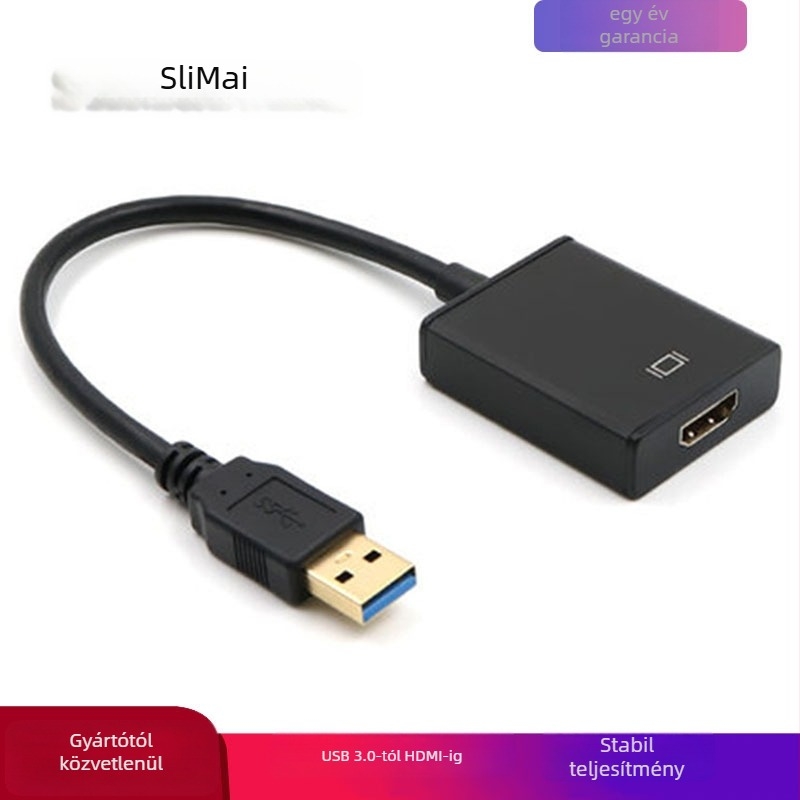 USB 3.0–HDMI adapterkábel, modell SLMU102, USB 3.0 interfész, 5 Gbps adatátvitel, rézmag