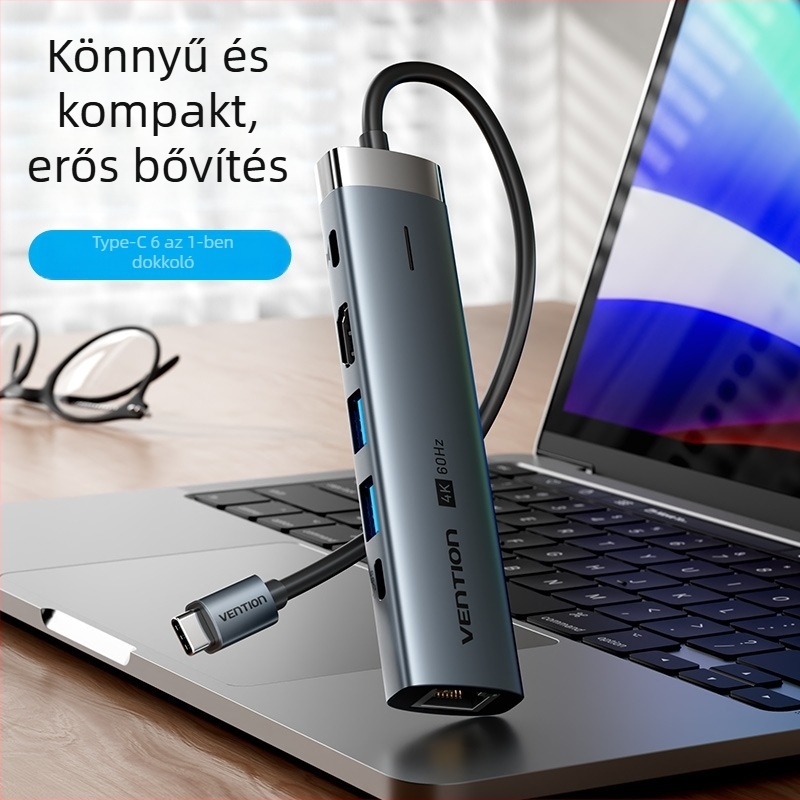 Weixun TGN USB-C HDMI és RJ45 Ethernet hub USB 3.0×2 és USB 3.2 Gen 1 Type-C