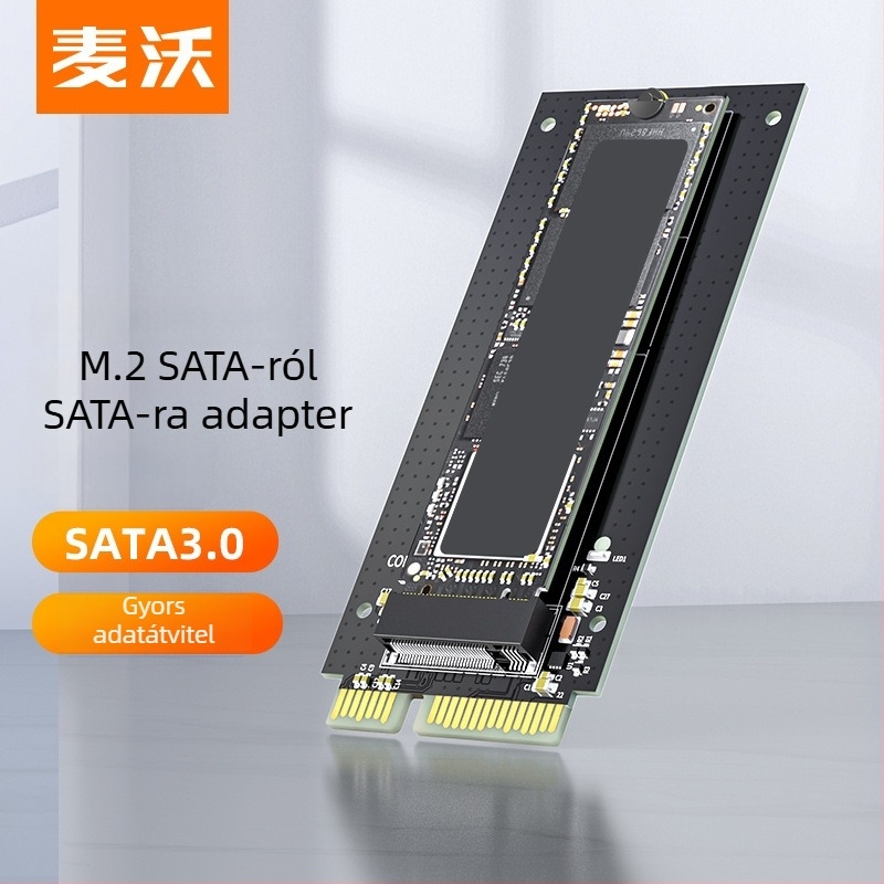 Maiwo KT042 M.2/NGFF–SATA 3.0 adapterlap soros porttal – több interfesz