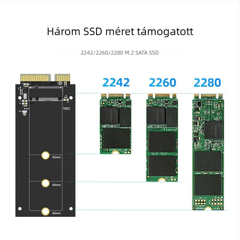 Maiwo KT042 M.2/NGFF–SATA 3.0 adapterlap soros porttal – több interfesz