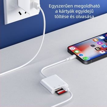 Apple készülékekhez OTG adapterkábellel SD/TF kártyaolvasóval, 13 cm, rézmag, CF-11339665