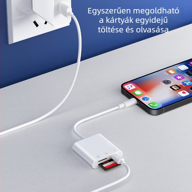 Apple készülékekhez OTG adapterkábellel SD/TF kártyaolvasóval, 13 cm, rézmag, CF-11339665