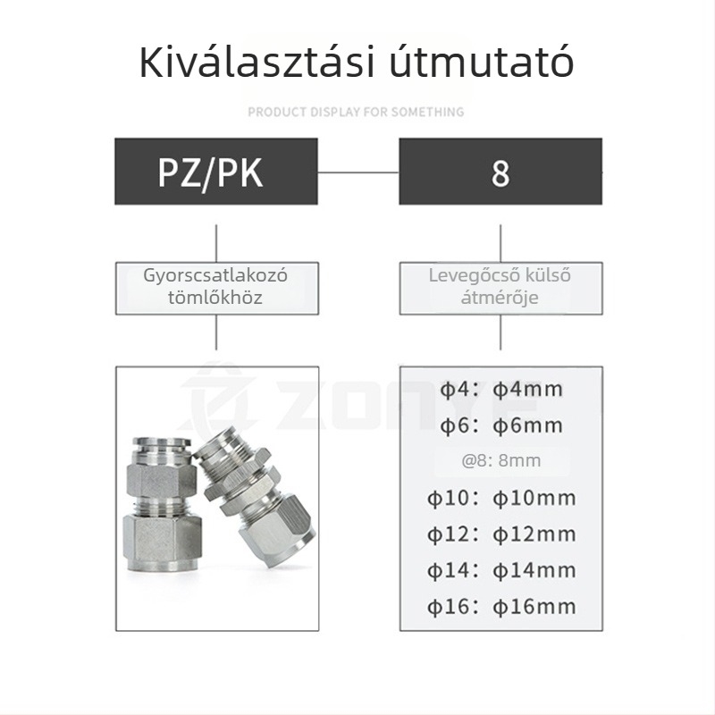 304 rozsdamentes acél gyorscsatlakozó pneumatikus puha és kemény csőátalakításhoz, lemezes sor PK6/8/10/12