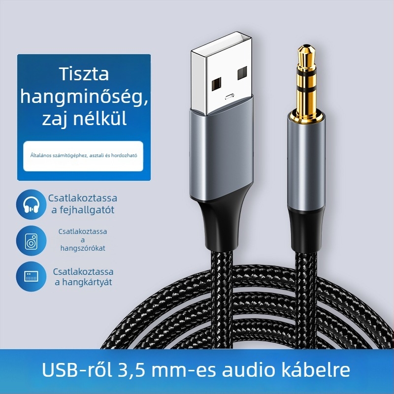 Lianpu USB-hoz 3,5 mm-es audiokábel, aranyozott vezető, ónzott rézmag