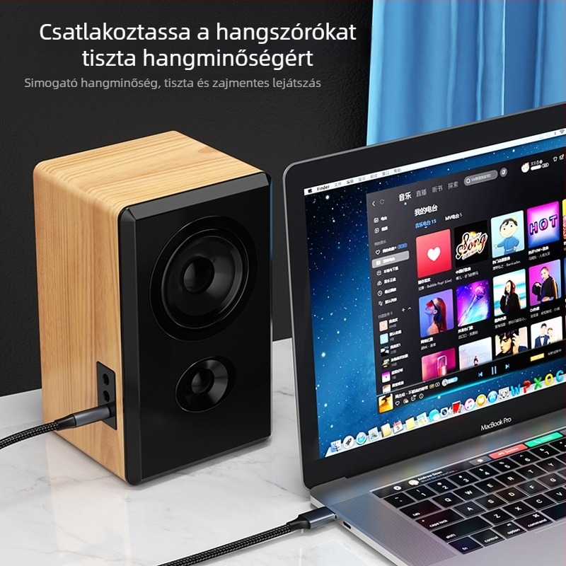 Lianpu USB-hoz 3,5 mm-es audiokábel, aranyozott vezető, ónzott rézmag