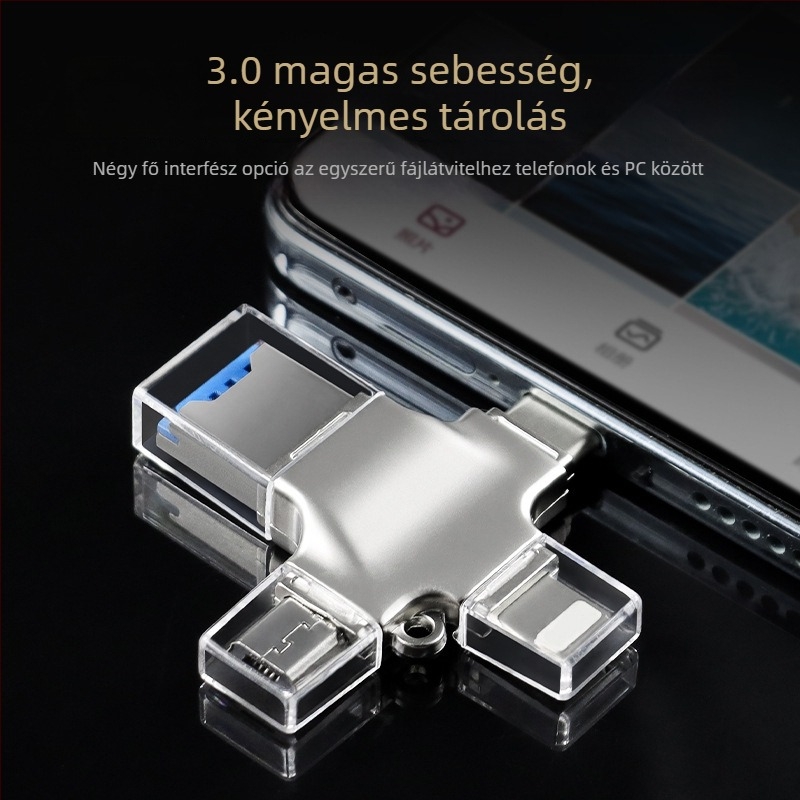 4 az 1-ben kártyaolvasó és USB-C OTG adapter SD/TF és USB meghajtóhoz — USB 3.0 nagy sebességű adatátvitel