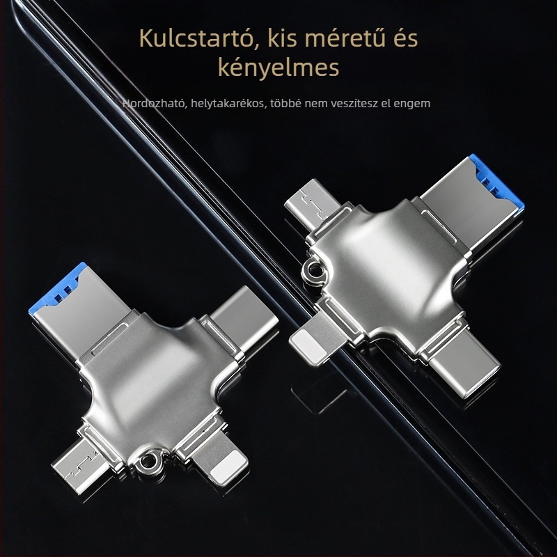 4 az 1-ben kártyaolvasó és USB-C OTG adapter SD/TF és USB meghajtóhoz — USB 3.0 nagy sebességű adatátvitel