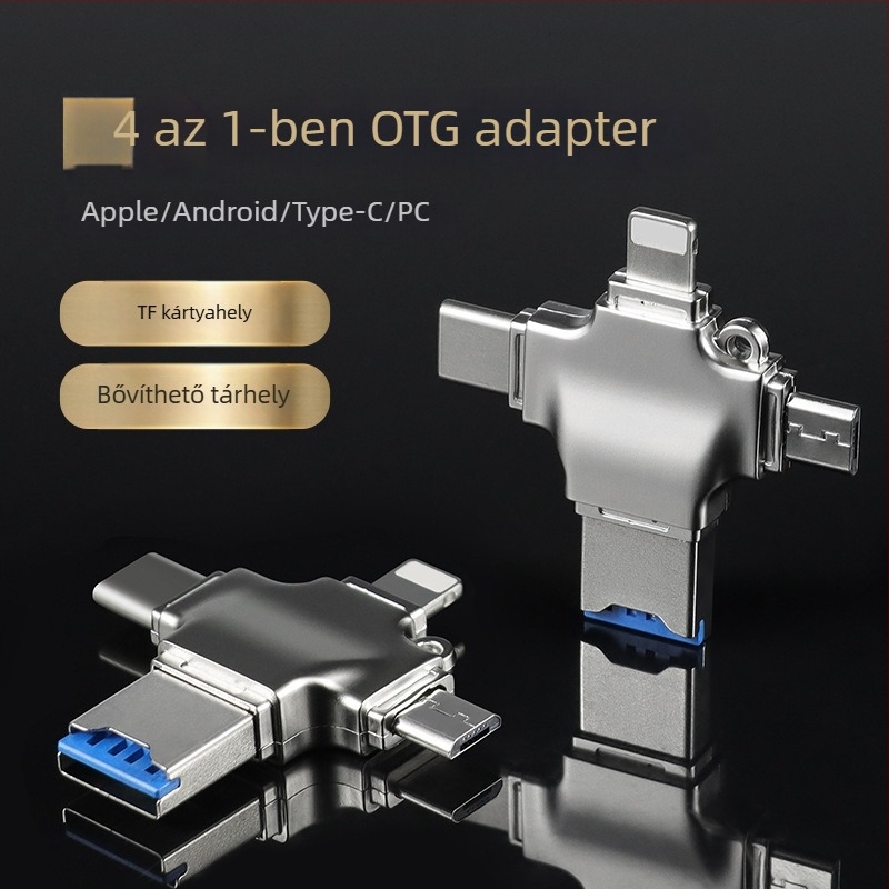 4 az 1-ben kártyaolvasó és USB-C OTG adapter SD/TF és USB meghajtóhoz — USB 3.0 nagy sebességű adatátvitel