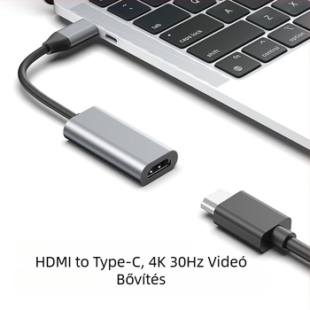 Type-C–HDMI adapterkábel, HDMI chip, rézmag, 4K30/60Hz