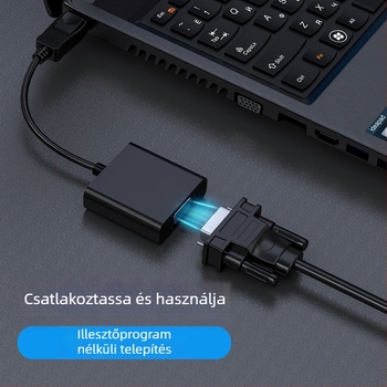 DisplayPort–tól VGA‑ra adapter kábel, VGA interfész, 0,2 m hosszú, ónnal bevont rézvezető