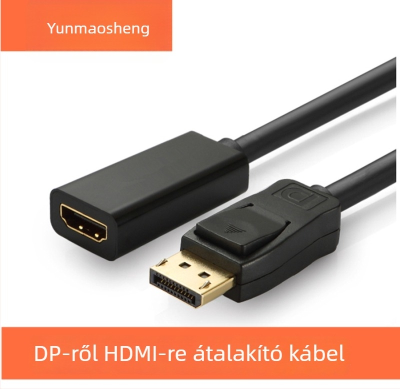 DP–HDMI adapter kábel, DisplayPort–ról HDMI-re, 15 cm rézmaggal, 1080p, DP-123