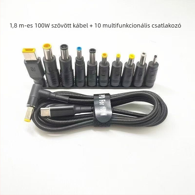 Lingbu PD 100W Gyors töltő adapterkábel 10 adapterrel Type-C–DC, Asus laptopokhoz (rézmaggal)