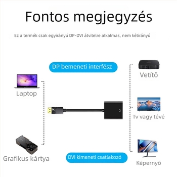 DisplayPort–ról DVI-hez adapter, YH-076, átalakító chip, DVI interfész, adatátviteli sebesség 100
