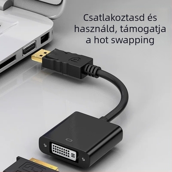 DisplayPort–ról DVI-hez adapter, YH-076, átalakító chip, DVI interfész, adatátviteli sebesség 100