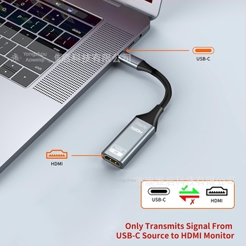Type-C to HDMI adapter kábel (HDMI interfész, adatátviteli sebesség 10,2 Gbps, magas minőségű chip, modell Th05)