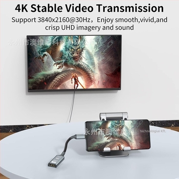 Type-C to HDMI adapter kábel (HDMI interfész, adatátviteli sebesség 10,2 Gbps, magas minőségű chip, modell Th05)