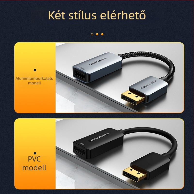 DP1.4 HDMI 2.0 adapter kábel, 4K60Hz HDR támogatás, PC és TV/monitor összeköttetéséhez