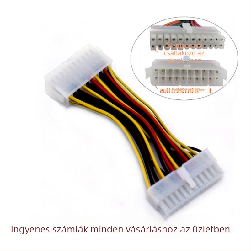 Adapterkábel számítógépház tápegységéhez, 20–24 tűs, egyrészes csatlakozó, ezüstözött mag, adatátviteli sebesség 10