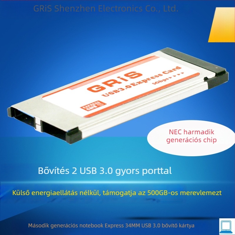 GRIS Ge-A3.0-2 USB 3.0 NEC adapterkártya, 5 Gbps adatátvitel