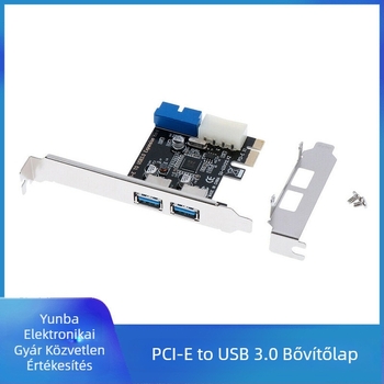 PCI-E USB 3.0 bővítő kártya előre 20-pines USB fejléccel, PCIe X1, VL805 chip