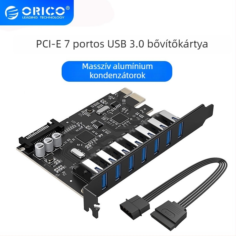 ORICO PVU3-7U USB 3.0 PCIe bővítő kártya asztali PC-hez, 7-portos USB hub