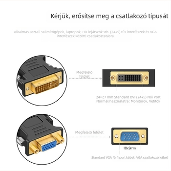 D.Y.TECH DVI-VGA konverter modul (DVI interfész, rézmag, 1000 Mbps, egyfejű csatlakozó)