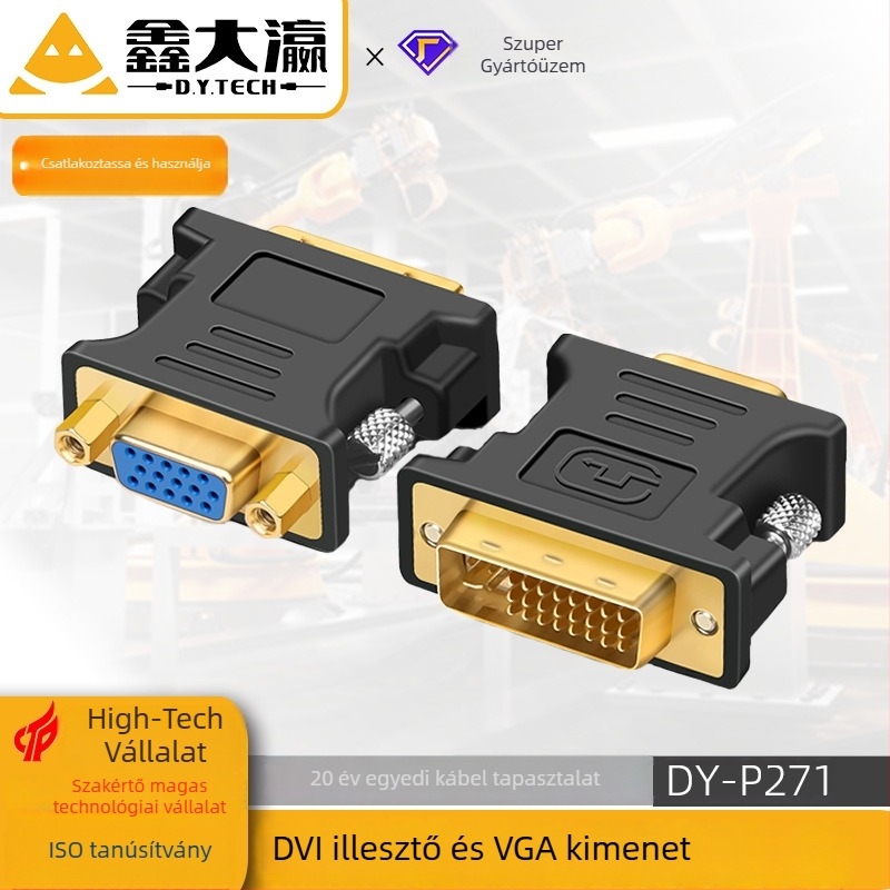 D.Y.TECH DVI-VGA konverter modul (DVI interfész, rézmag, 1000 Mbps, egyfejű csatlakozó)