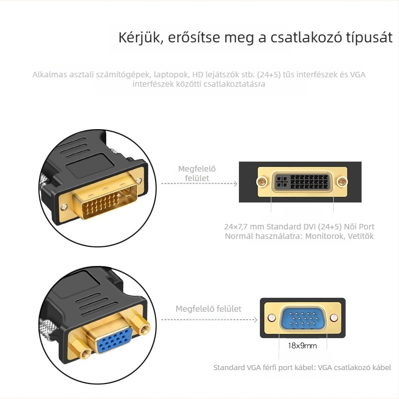 D.Y.TECH DVI-VGA konverter modul (DVI interfész, rézmag, 1000 Mbps, egyfejű csatlakozó)