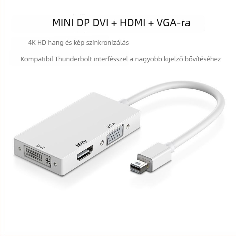 Amila HDMI adapter kábel - MiniDP VGA/HDMI/DVI átalakító (3 az 1-ben), 4K