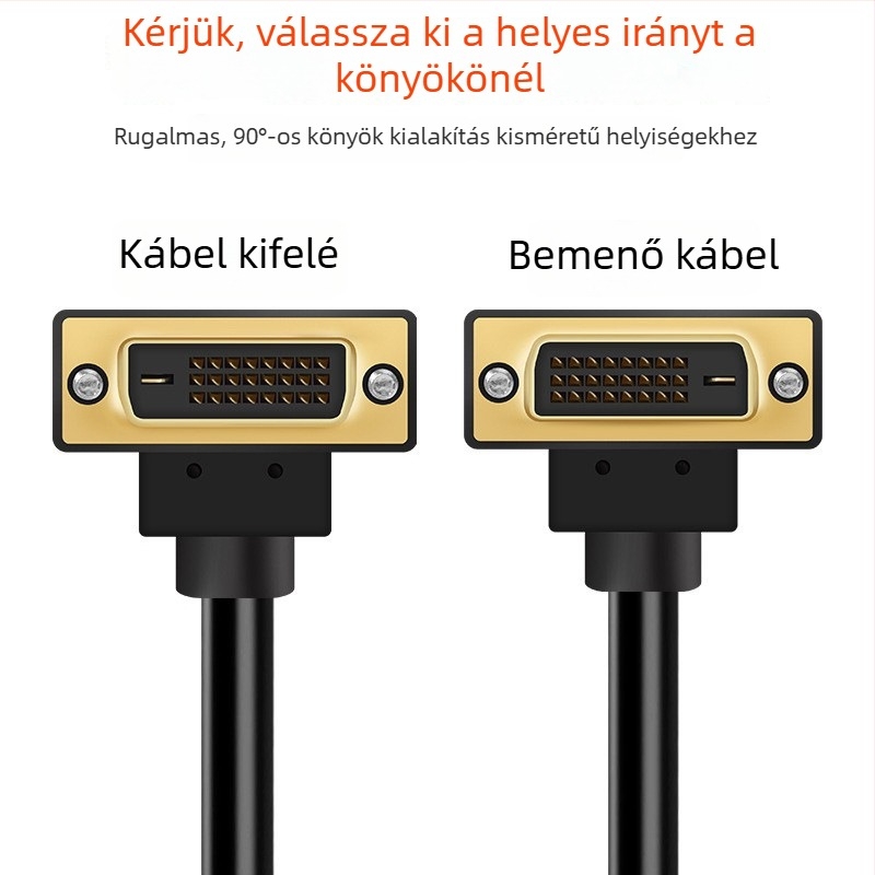 DVI hajlított kábel DVI-I/D csatlakozókkal, rézvezető, injekciós formázás, hosszok: 1,15 m, 3,5 m, 10,15 m, 20 m