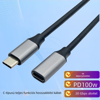 Type-C hosszabbító kábel, férfi–nő, 20Gbps, USB 3.2 adatkábel, 4K vetítés