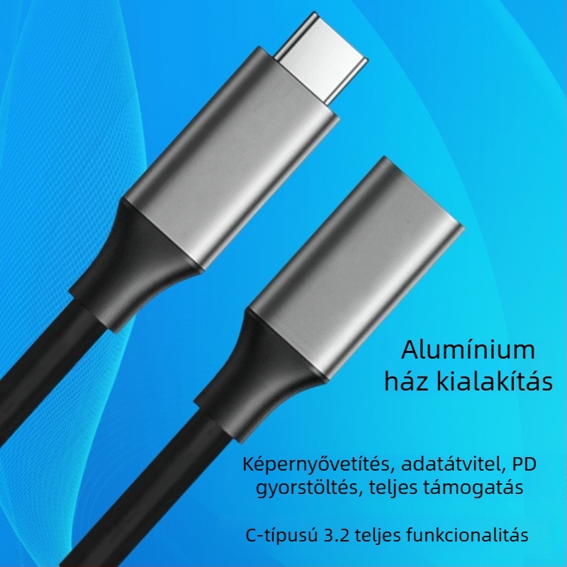 Type-C hosszabbító kábel, férfi–nő, 20Gbps, USB 3.2 adatkábel, 4K vetítés