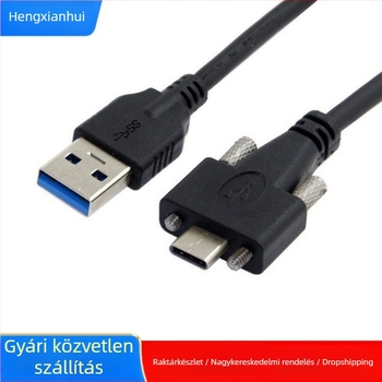 USB 3.0 Type-C hosszabbító kábel csavaros paneles rögzítéssel, Type-C férfi–Type-C férfi