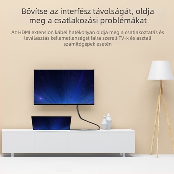 HDMI hosszabbító kábel, aranyozott csatlakozók, OFC vezető, kerek kábel, férfi–női csatlakozás, TV-kompatibilis