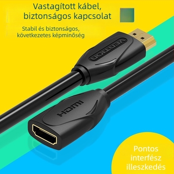HDMI hosszabbító kábel, aranyozott csatlakozók, OFC vezető, kerek kábel, férfi–női csatlakozás, TV-kompatibilis