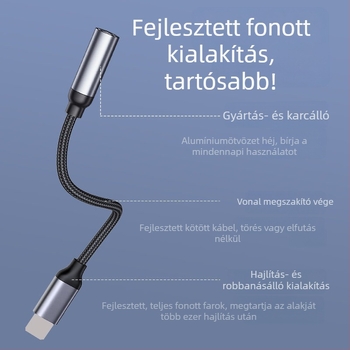 Apple Lightning–tól 3,5 mm-es audió adapter, kötött szövésű kábel, zenehallgatásra és hívásokra