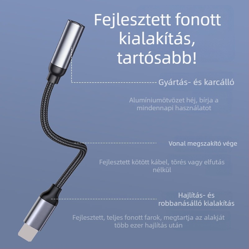 Apple Lightning–tól 3,5 mm-es audió adapter, kötött szövésű kábel, zenehallgatásra és hívásokra