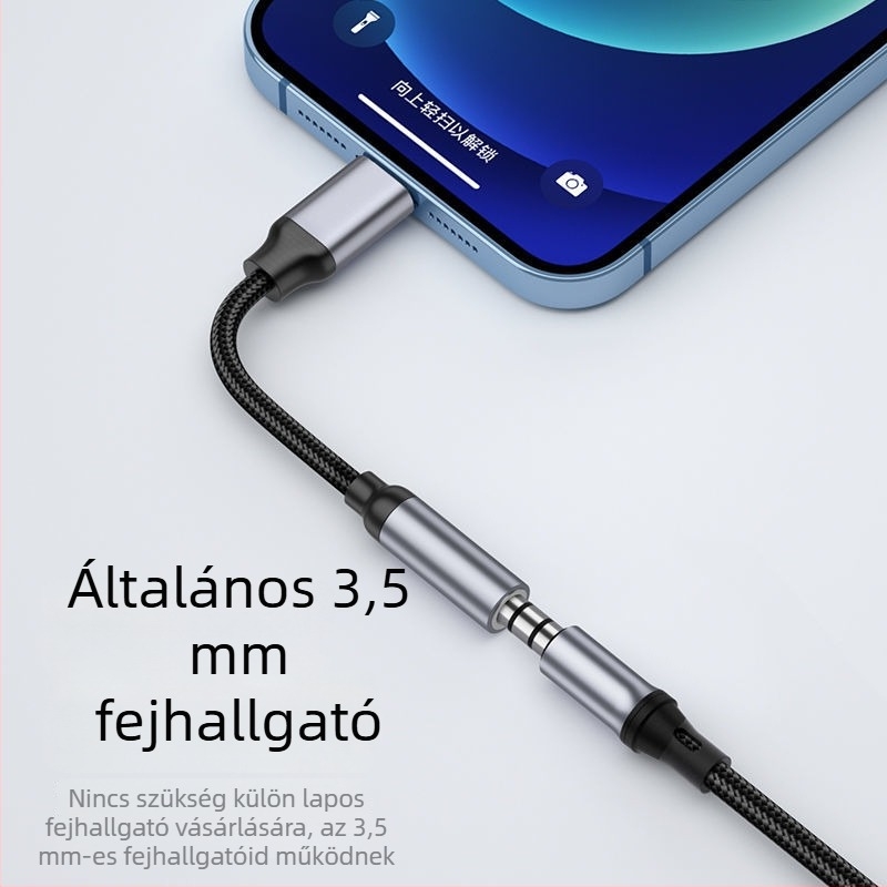 Apple Lightning–tól 3,5 mm-es audió adapter, kötött szövésű kábel, zenehallgatásra és hívásokra