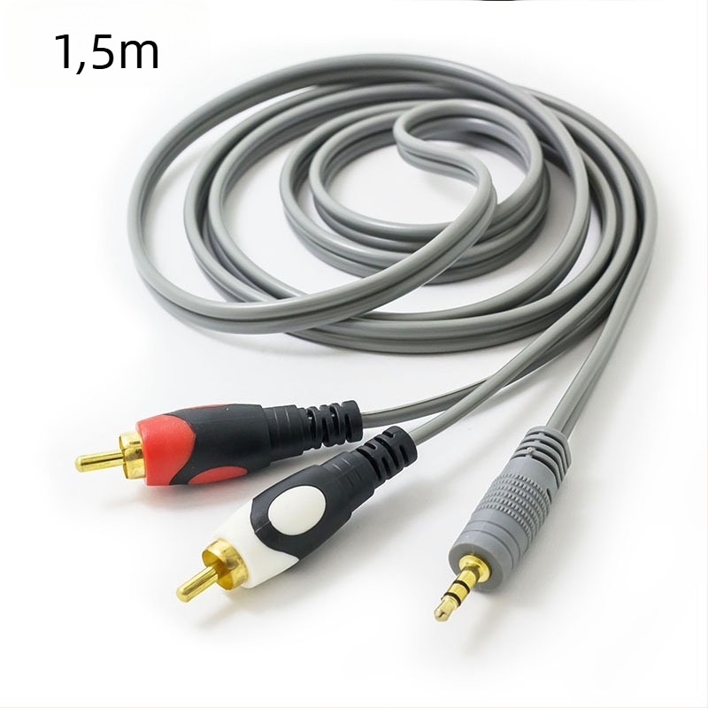 Audio vonal 3,5 mm/2RCA csatlakozókkal, rézvezető, modell 1.5 audio vonal, televízióhoz
