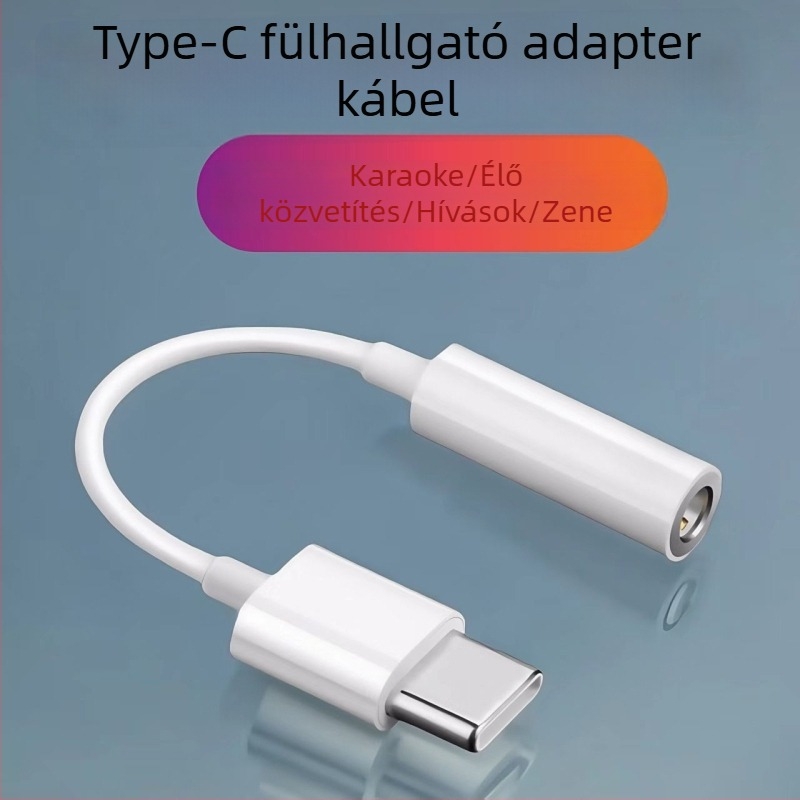 Type-C 3,5 mm-es audio adapter és Lightning fejhallgató adapter kábel