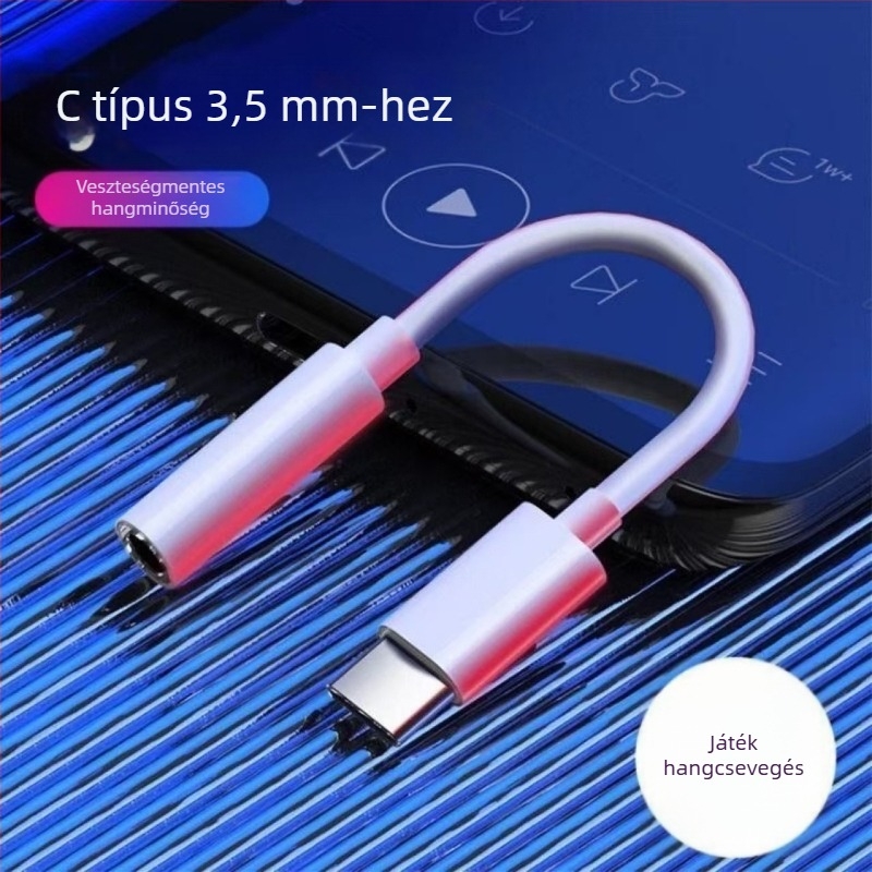 Type-C 3,5 mm-es audio adapter és Lightning fejhallgató adapter kábel