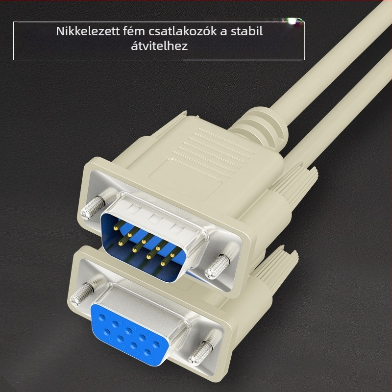 DB9 RS232 soros port kábel, 9‑pin soros adatkábél, férfi–nő csatlakozó