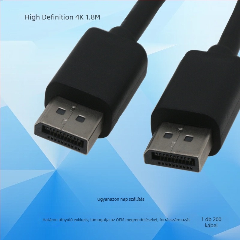 DisplayPort–DisplayPort videókábel PC-hez, 4K/144Hz, férfi-férfi csatlakozó, játékra tervezett magas minőségű kábel