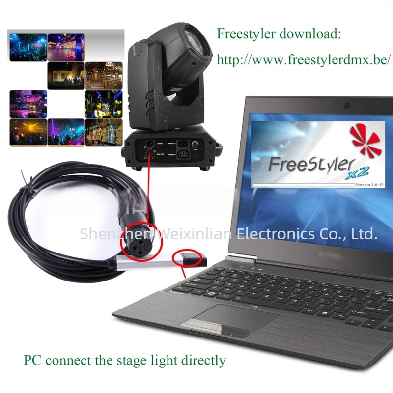 USB-tól RS485-ig XLR DMX512 kábel, 1,8 m, réz vezető, nikkel bevonatú, modell YDM-C200915001