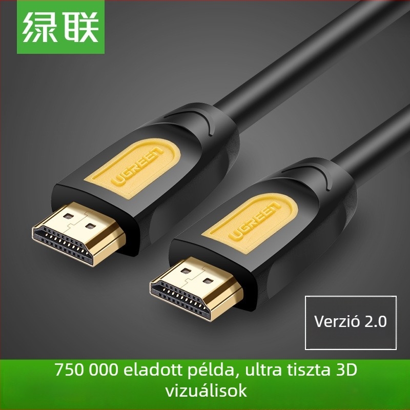 HDMI 2.0 kábel, 4K, aranyozott csatlakozók, oxigénmentes réz, adapterrel, televízióhoz