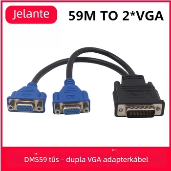 DMS-59 csatlakozó két VGA-hoz adapterkábelle grafikus kártyához, DVI 1→2 kijelzőhöz, számítógépes adapterkábel