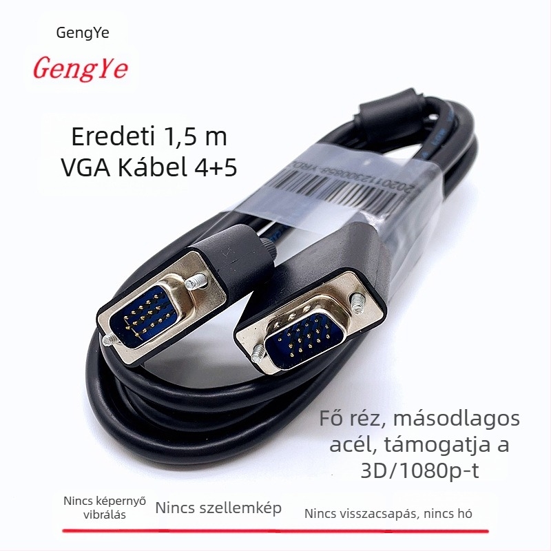 VGA-kábel, 15-pines, eredeti Dai/Er-stílus, réz vezetékek, HD videó
