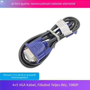 VGA-kábel 1,5 m, 15-tűs, televízióhoz, ötvözet vezető, Easy Point Spirit